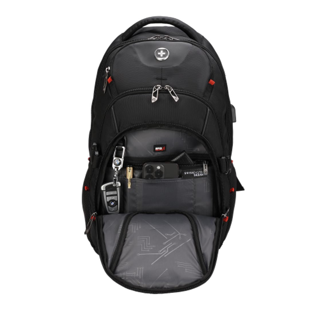 Swissdigital SD1694BT02506-01 Meilen 17" Laptop Backpack - Black