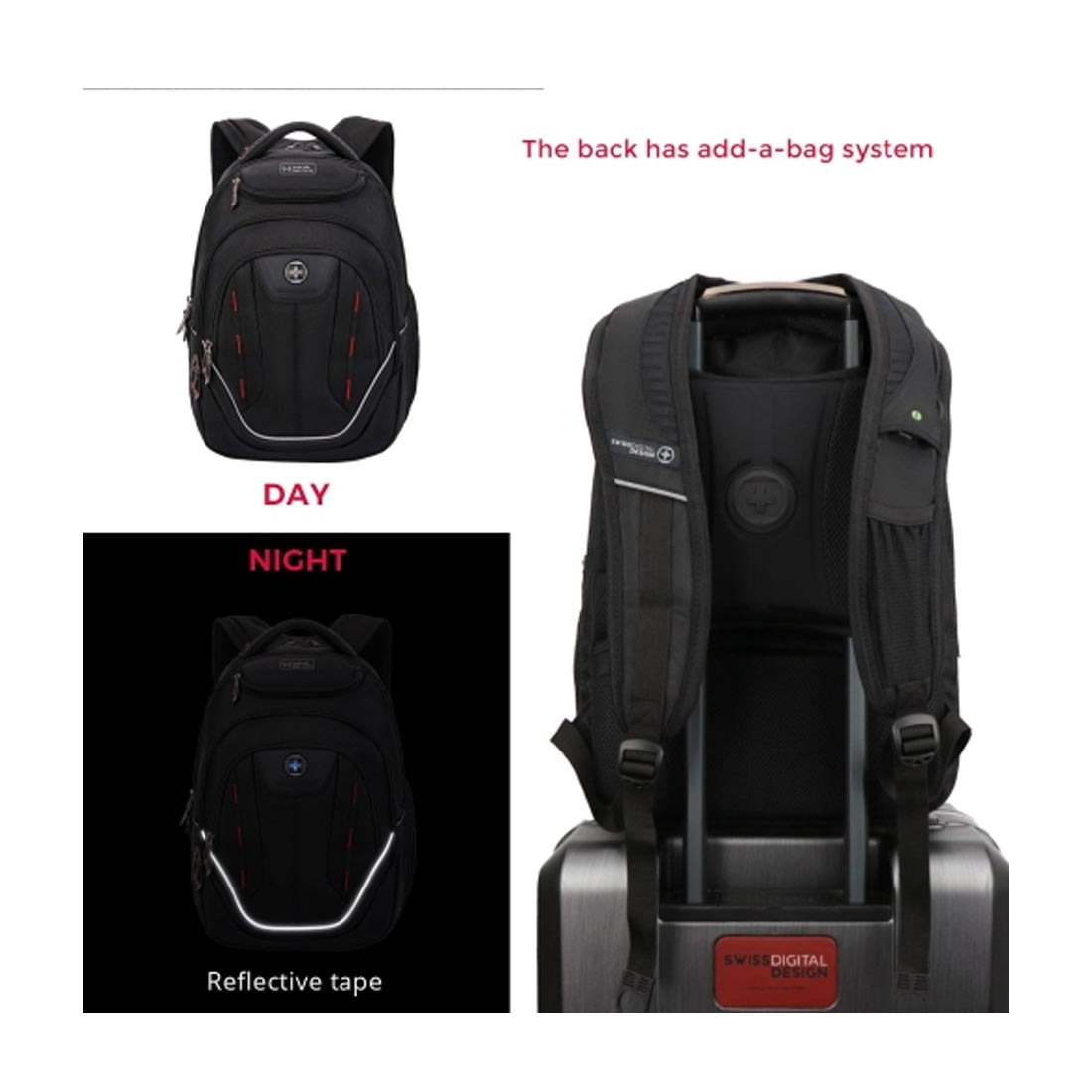 Swissdigital SDJ16BTFBT02506-41 Terabyte 15.6" Laptop Backpack - Black