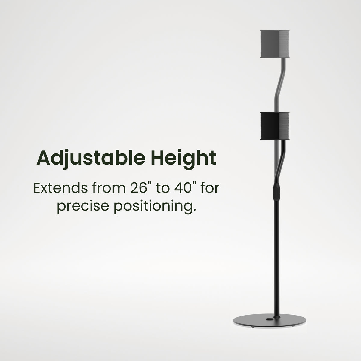 Kanto SLH Universal Height-Adjustable Satellite Speaker Stands with 26"-40" Adjustment - Black - Pair