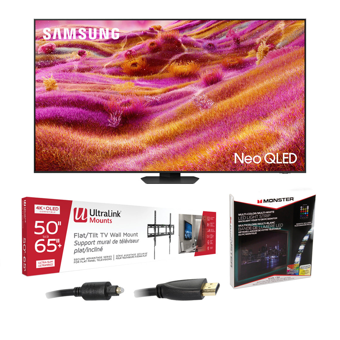 Samsung QN43QN90FAFXZC 43" Neo QLED 4K Vision AI Smart TV | Ultralink KIT3LED Home Entertainment Starter Kit Bundle