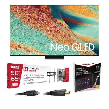 Samsung QN65QN85FAFXZC 65" Neo QLED 4K Vision AI Smart TV | Ultralink KIT3LED Home Entertainment Starter Kit Bundle