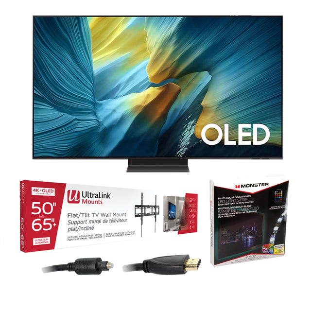 Samsung QN65S95FAFXZC 65" OLED 4K Vision AI Smart TV | Ultralink KIT3LED Home Entertainment Starter Kit Bundle