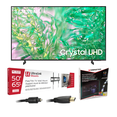 Samsung UN55DU8000FXZC 55" Crystal UHD 4K Tizen OS Smart TV | Ultralink KIT3LED Home Entertainment Starter Kit Bundle