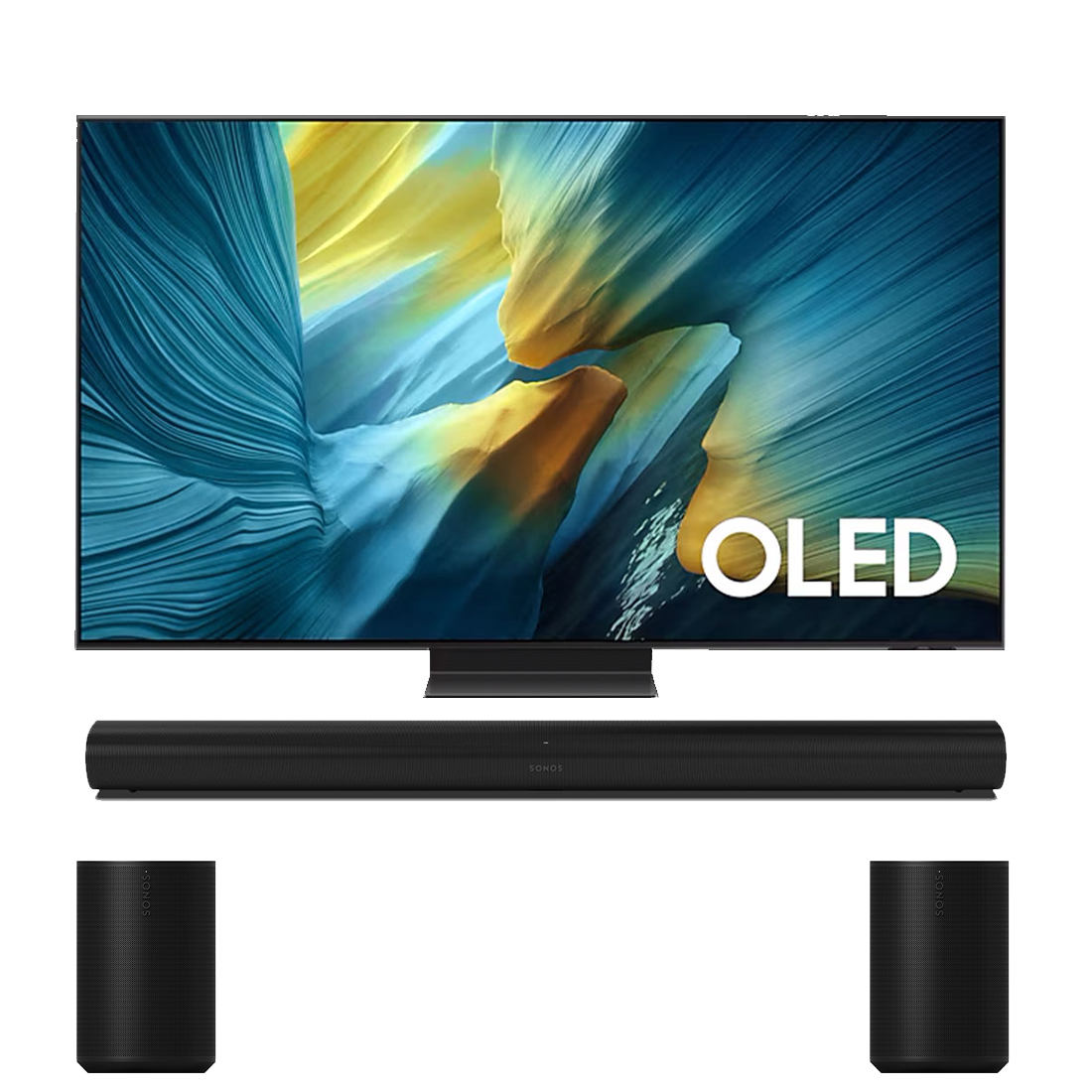 Samsung S95F OLED 4K Vision AI Smart TV - 2025 | Sonos Surround Set with Arc - Arc | Era 100 (2) - Bundle