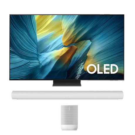 Samsung S95F OLED 4K Vision AI Smart TV - 2025 | Sonos 2-Room Set with Arc - Arc | Move 2 - Bundle
