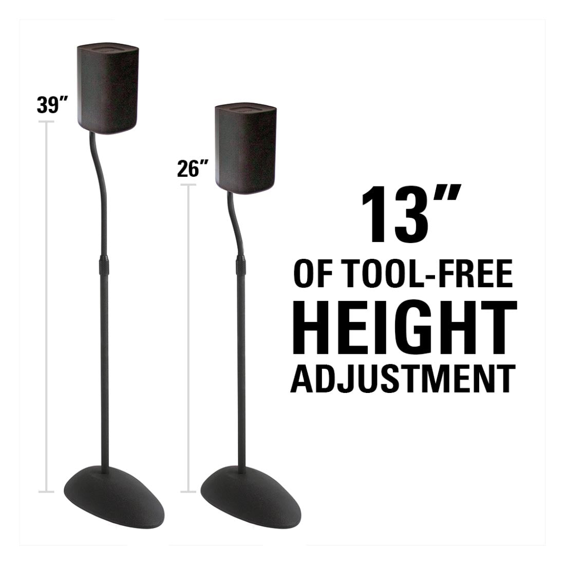 Sanus HTB3-B3 Adjustable Speaker Stands 26"-39" Up To 4 Lbs - Black