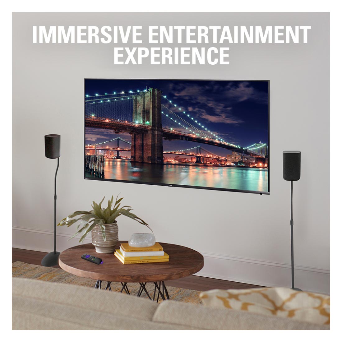 Sanus HTB3-B3 Adjustable Speaker Stands 26"-39" Up To 4 Lbs - Black