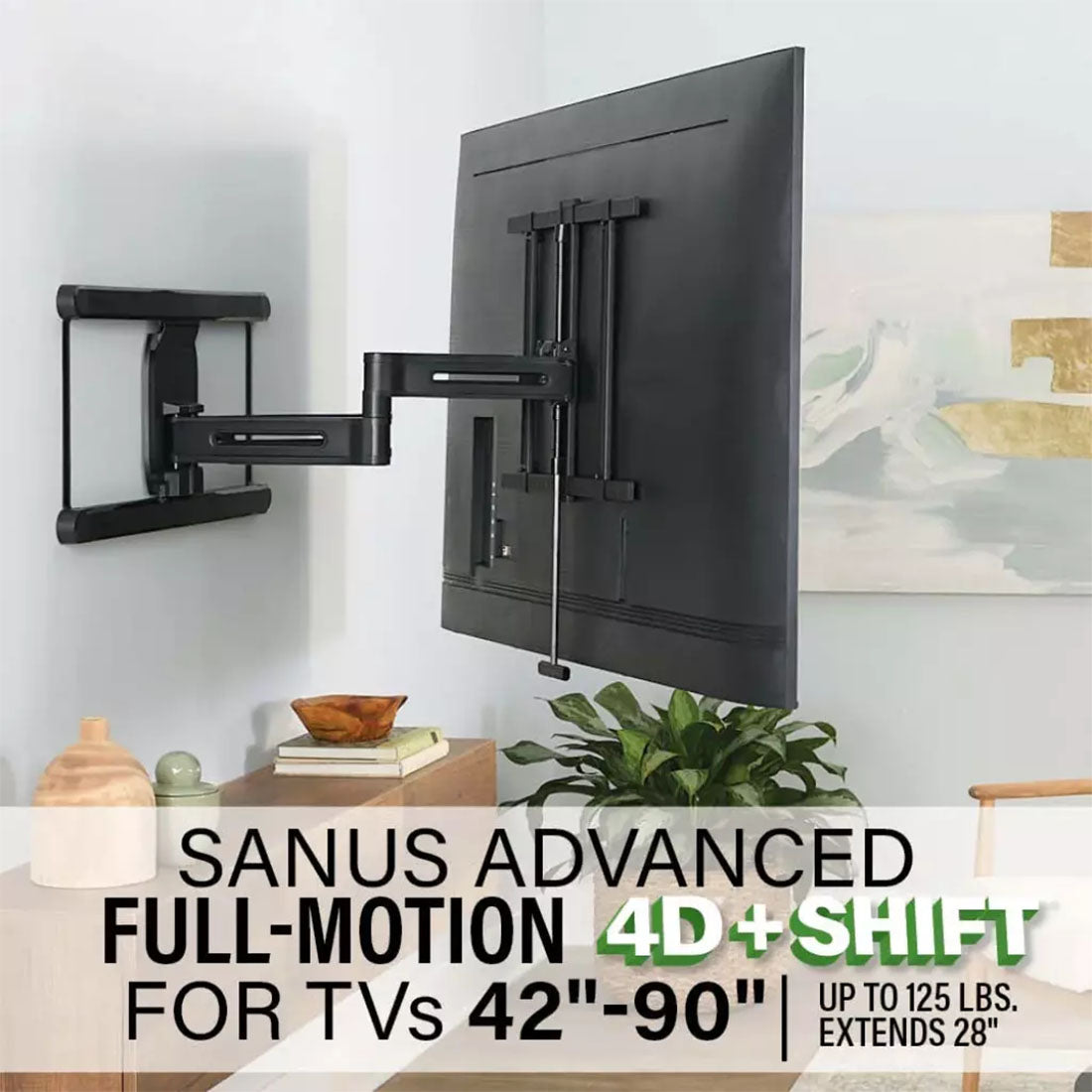 Sanus VLF828-B3 Full-Motion 4D + Shift TV Wall Mount