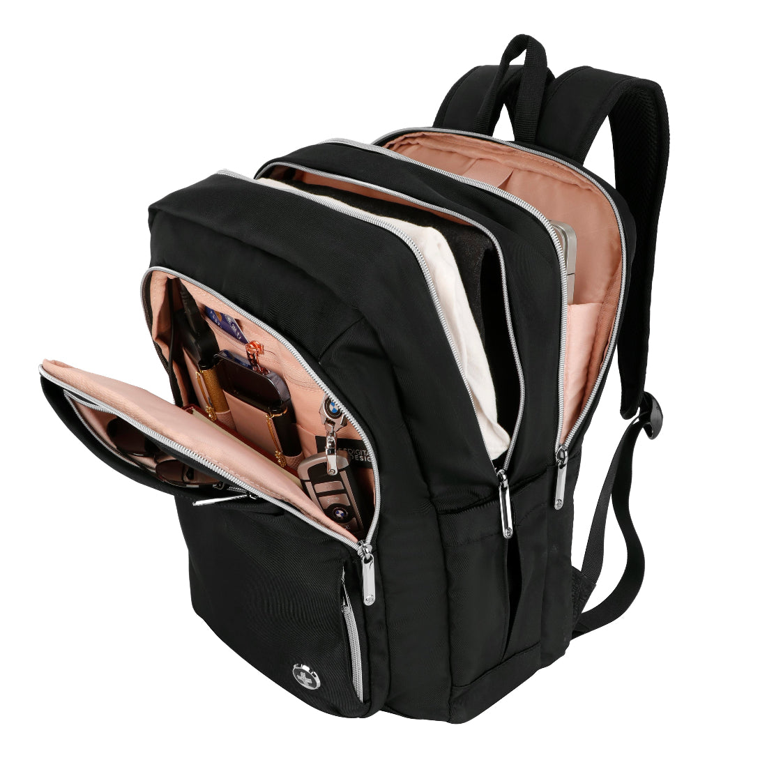 Swissdigital Design SD1006FB-01B KATY ROSE Backpack with SDD Finder - Black Platinum