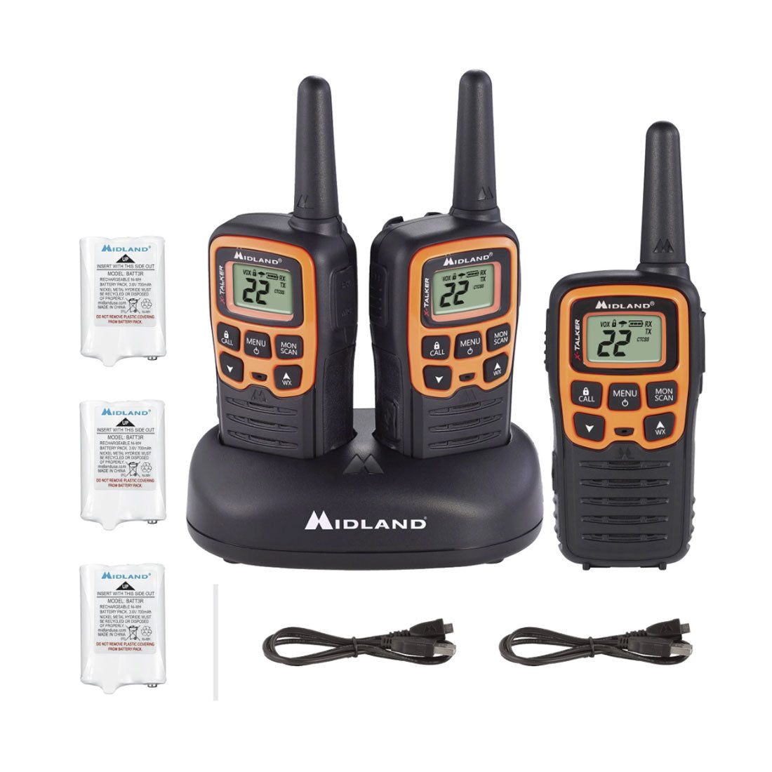Midland T51X3VP3F 22-Channel Two-Way Radios - 3 Pack - Orange