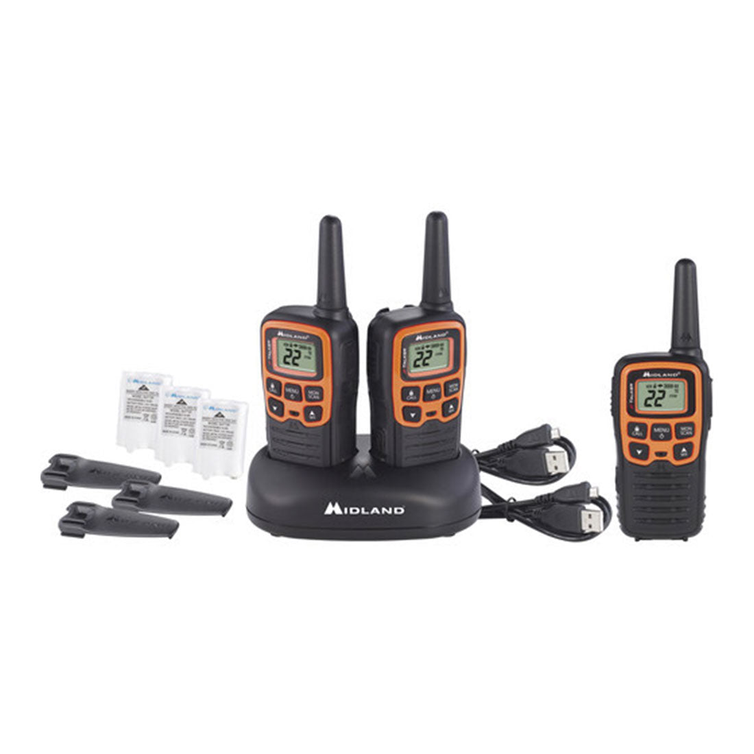 Midland T51X3VP3F 22-Channel Two-Way Radios - 3 Pack - Orange