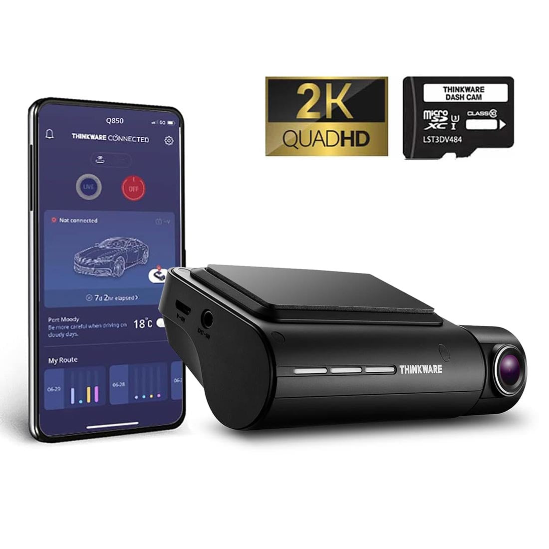 Thinkware Q850H32 2-Channel 2K (1440P) Dash Cam with WiFi & 32GB SD Card
