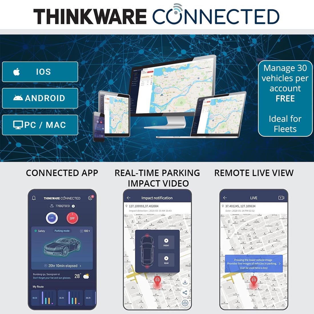 Thinkware U1000PLHF 2-Channel 4K UHD Front Dash Cam with WiFi & 64GB SD Card
