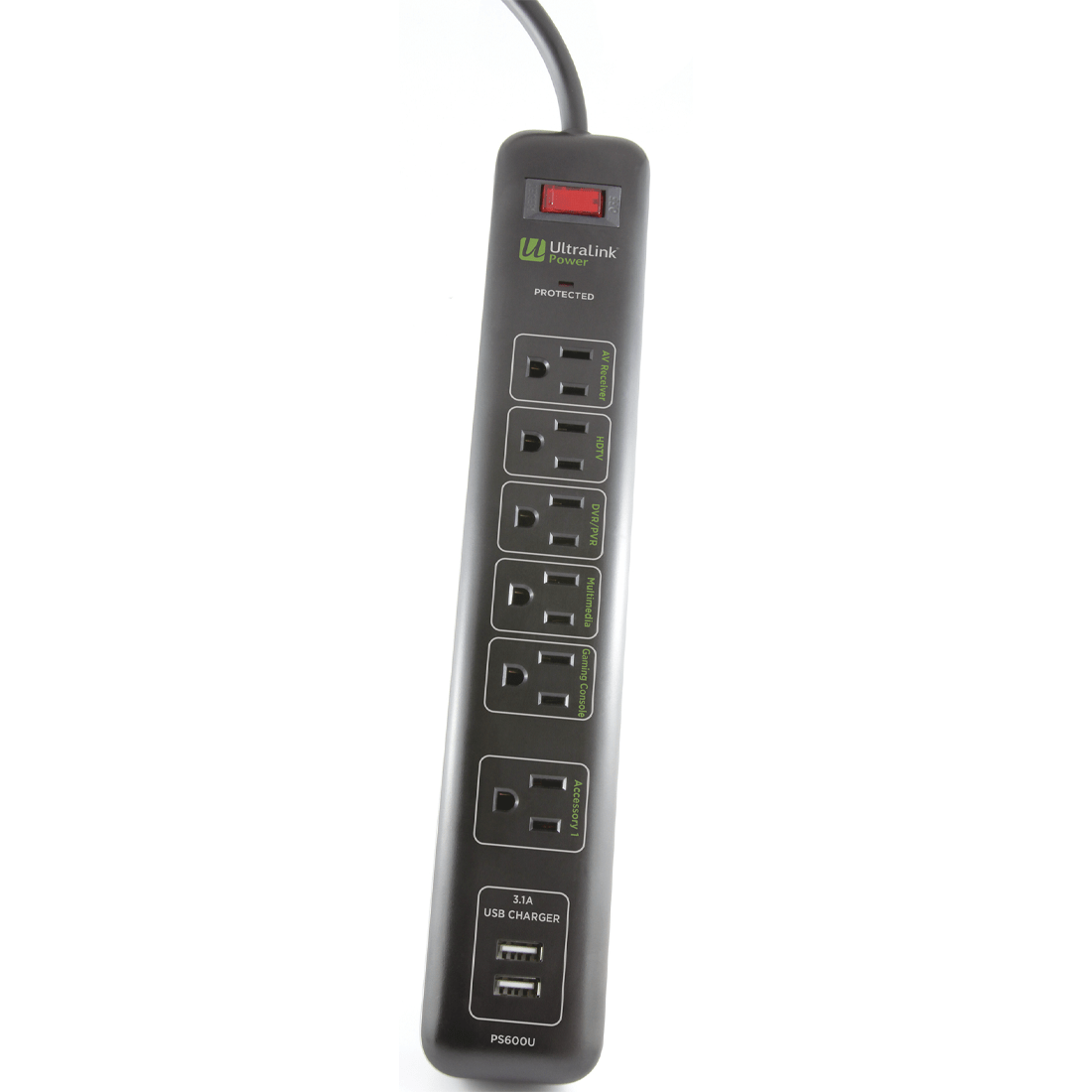 Ultralink PS600U 6 Outlet Multimedia Surge Protector