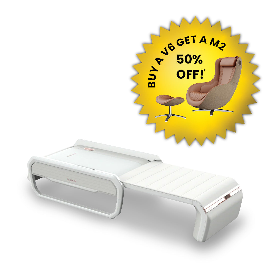Ceragem V6 Therapeutic Thermal Massager at Home (V6 WHITE)