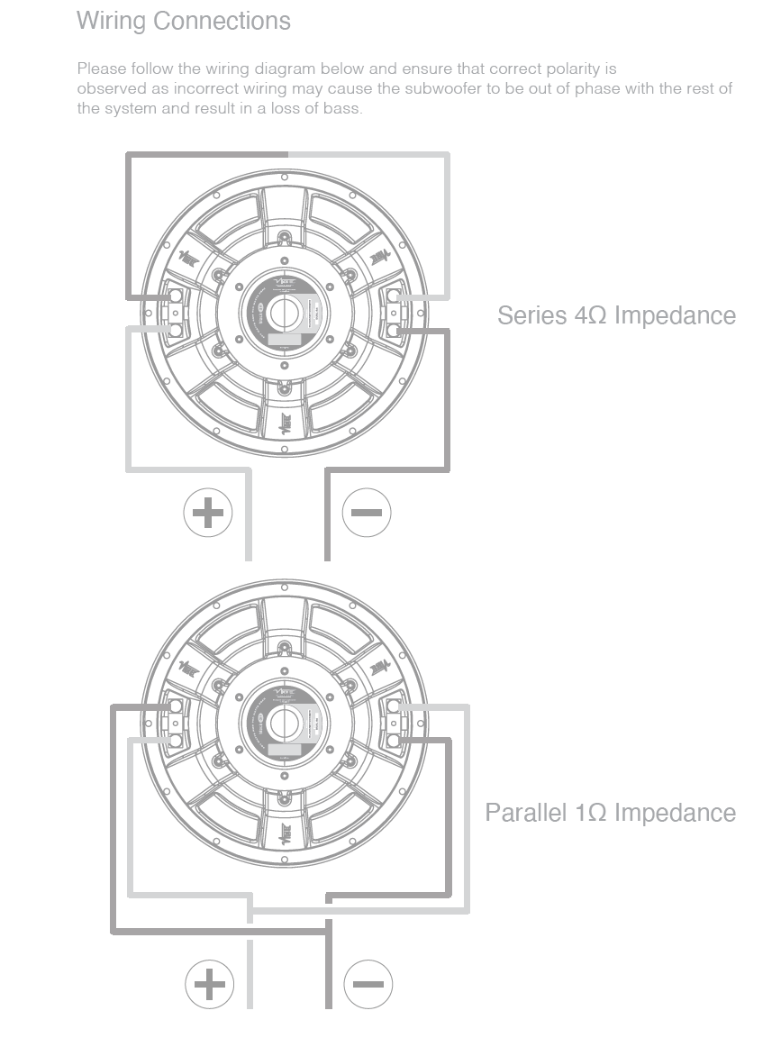 Vibe Audio BA10D2S-V2 and BA10D2S-V2 Wiring Connections