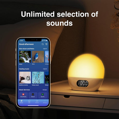 WiiM Wake-up Light: Sound Machine, Music Alarms, and Sleep Assistant