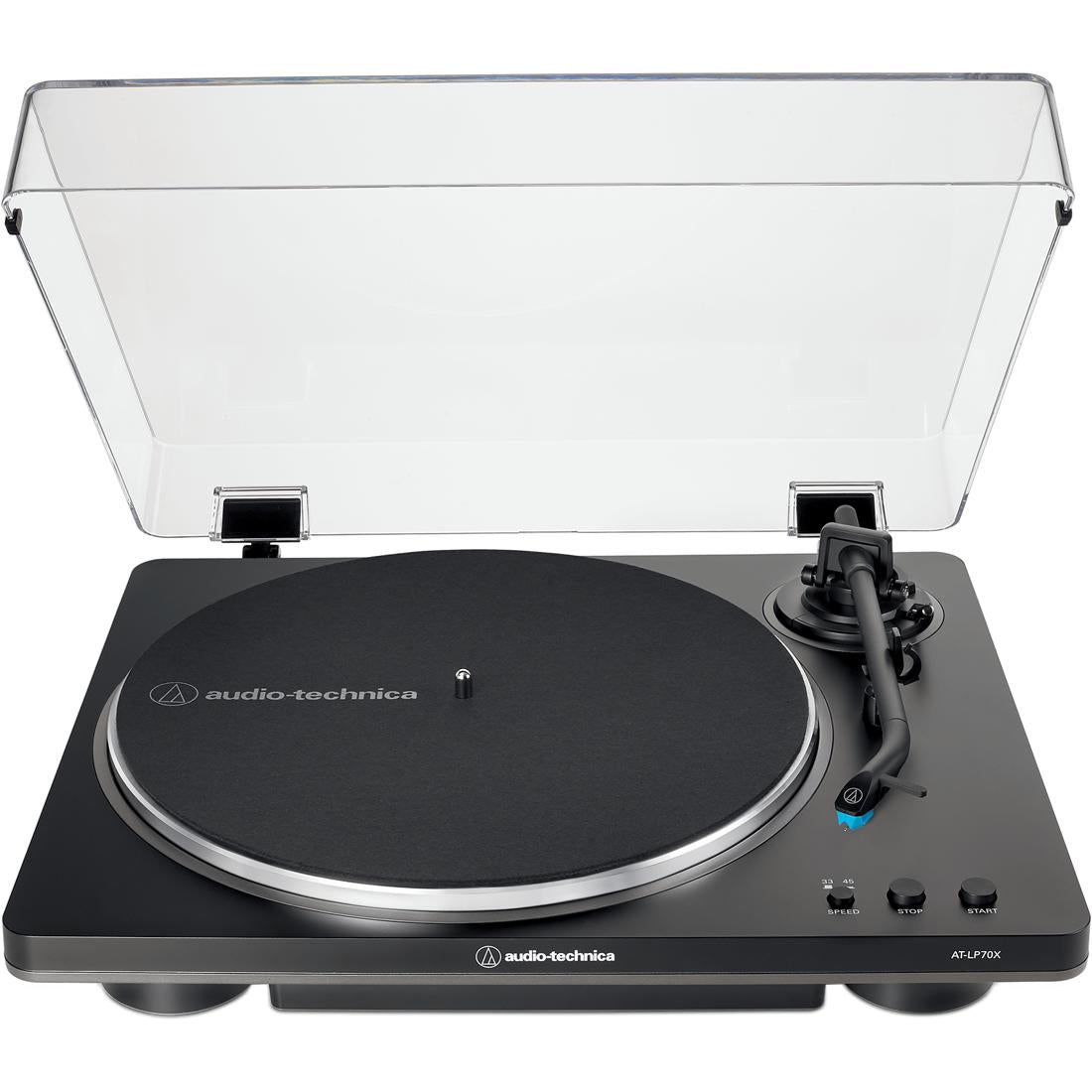Audio-Technica AT-LP70X turntable with dust cover open