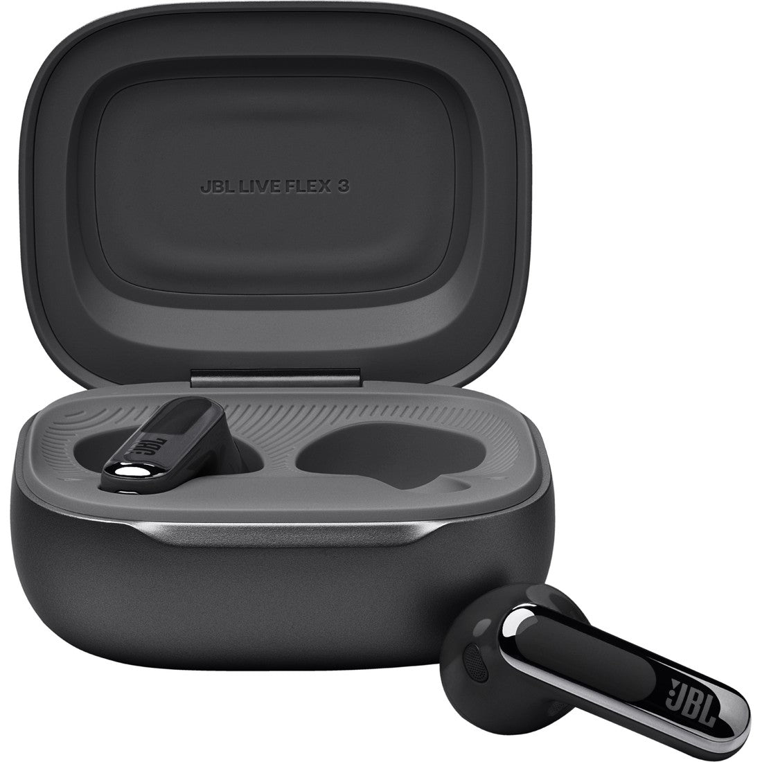 JBL Live Flex 3 - Black - True wireless noise-cancelling open-stick earbuds - Front