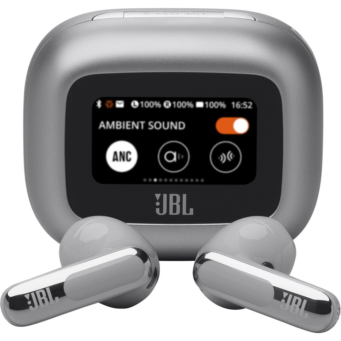 JBL Live Flex 3 - Silver - True wireless noise-cancelling open-stick earbuds - Hero