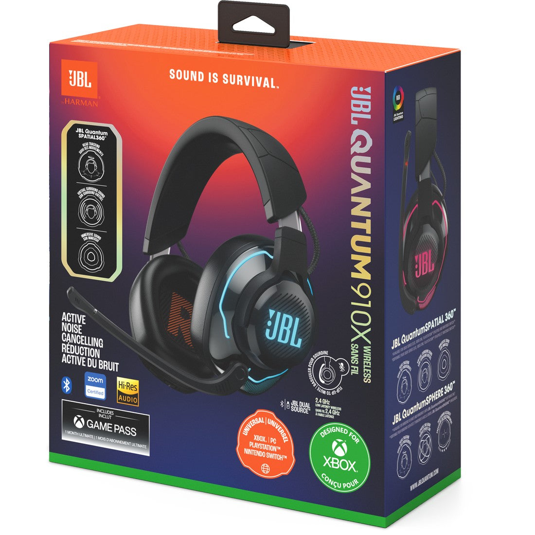 JBL Quantum 910X Wireless - Black - Wireless over-ear performance gaming headset with head tracking-enhanced, Active Noise Cancelling and Bluetooth - Detailshot 15