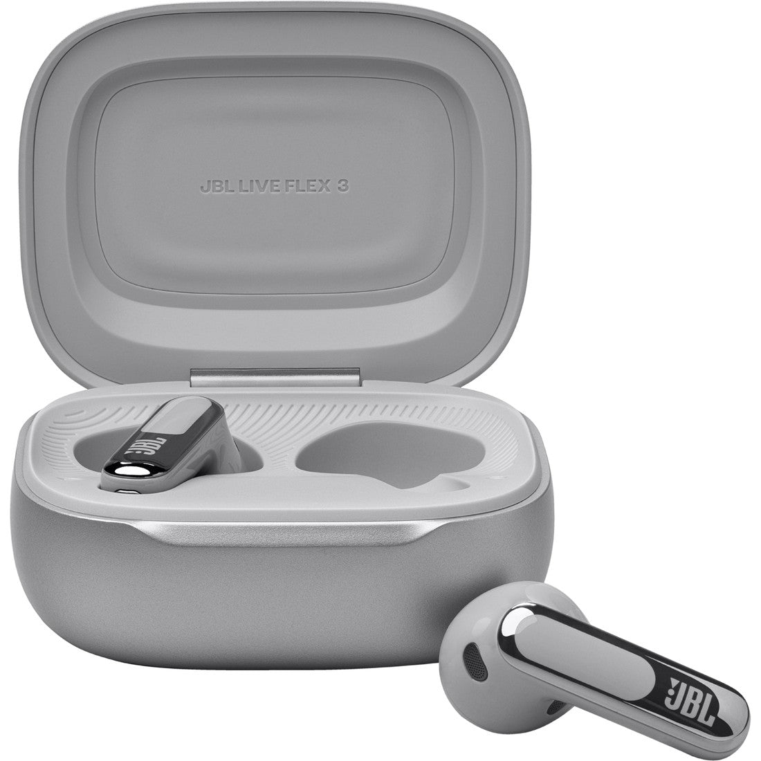 JBL Live Flex 3 - Silver - True wireless noise-cancelling open-stick earbuds - Front