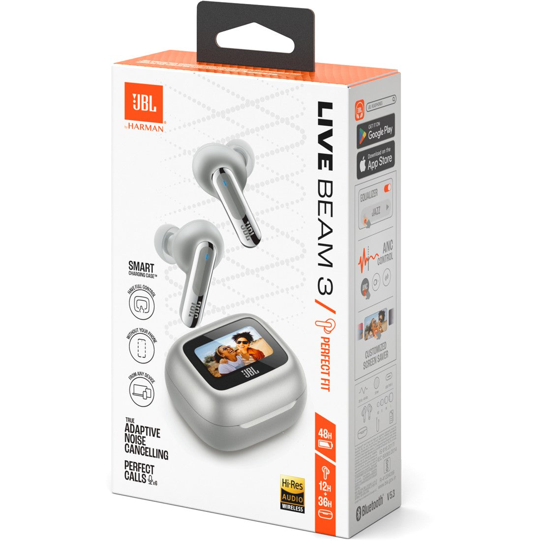 JBL Live Beam 3 - Silver - True wireless noise-cancelling closed-stick earbuds - Detailshot 15