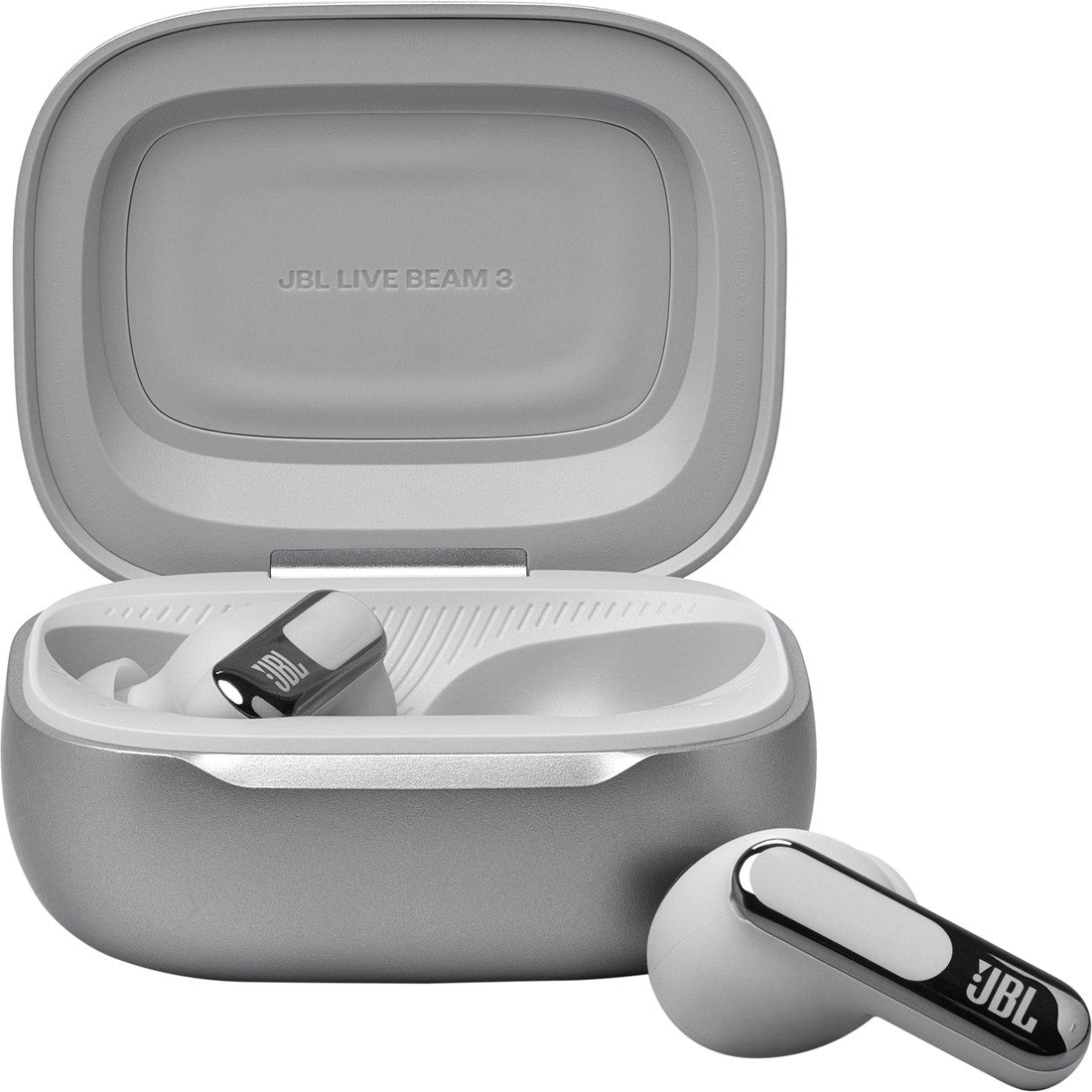 JBL Live Beam 3 - Silver - True wireless noise-cancelling closed-stick earbuds - Front