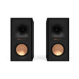 Klipsch R-40M bookshelf speaker pair—front view, no grilles