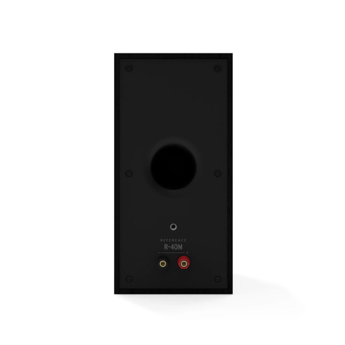 Klipsch R-40M bookshelf speaker viewed from rear.