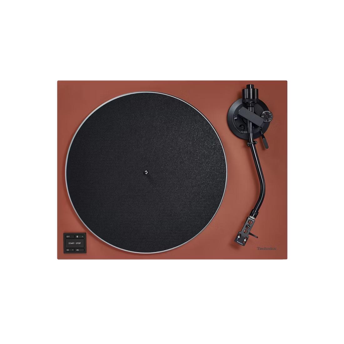 Technics SL-40CBT turntable from above in terracotta brown