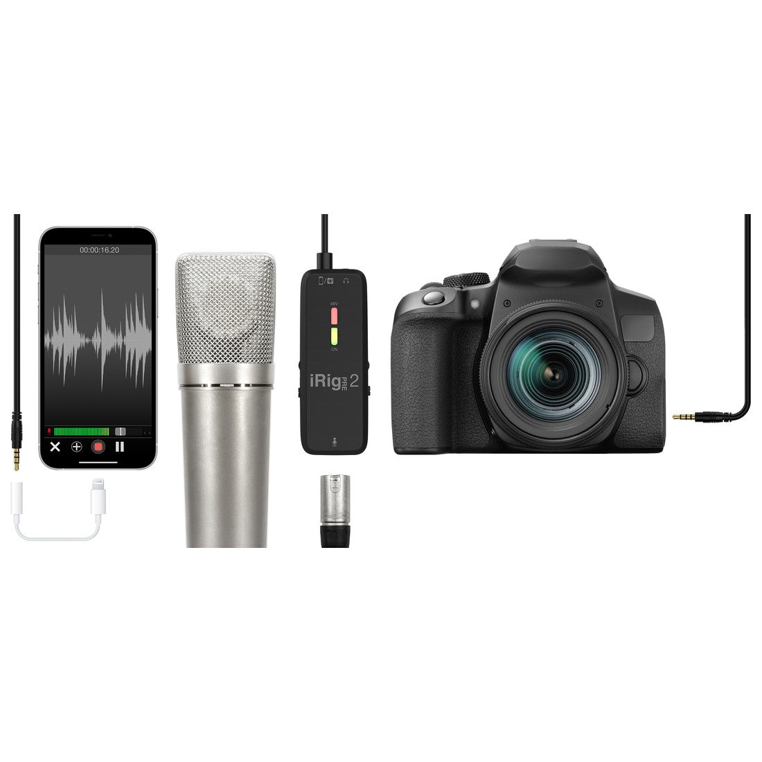 IK Multimedia iRig Pre 2 Mobile Microphone Interface with 48V Phantom Power