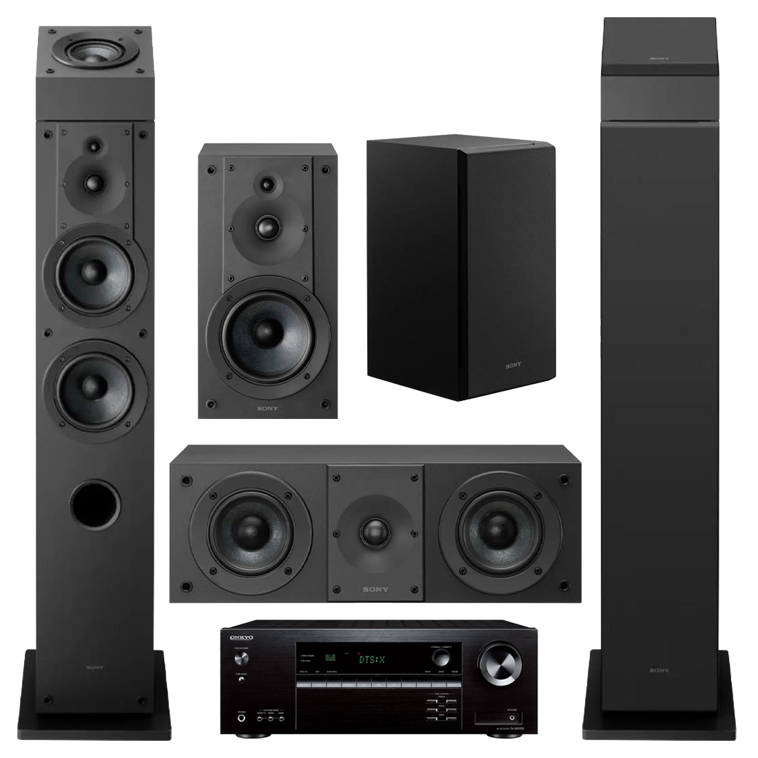 Onkyo TX-NR5100 Receiver |Sony SS-CS3M2 7.0 Speaker Bundle #1 - SS-CS3M2 (2) | SS-CS5M2 | SS-CS8M2 | SS-CSEM2- Bundle