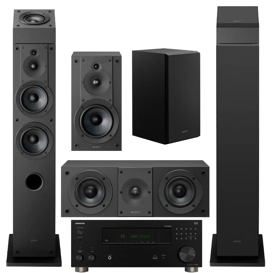 Onkyo TX-RZ30 9.2 Receiver | Sony 7.0 Speaker Bundle – SS-CS3M2 (2) | SS-CS5M2 | SS-CS8M2 | SS-CSEM2- Bundle