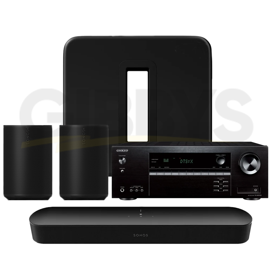 Onkyo TX-NR5100 |Sonos Premium Set with Beam - Beam | Sub Gen 4 | Era 100 (2) - Bundle