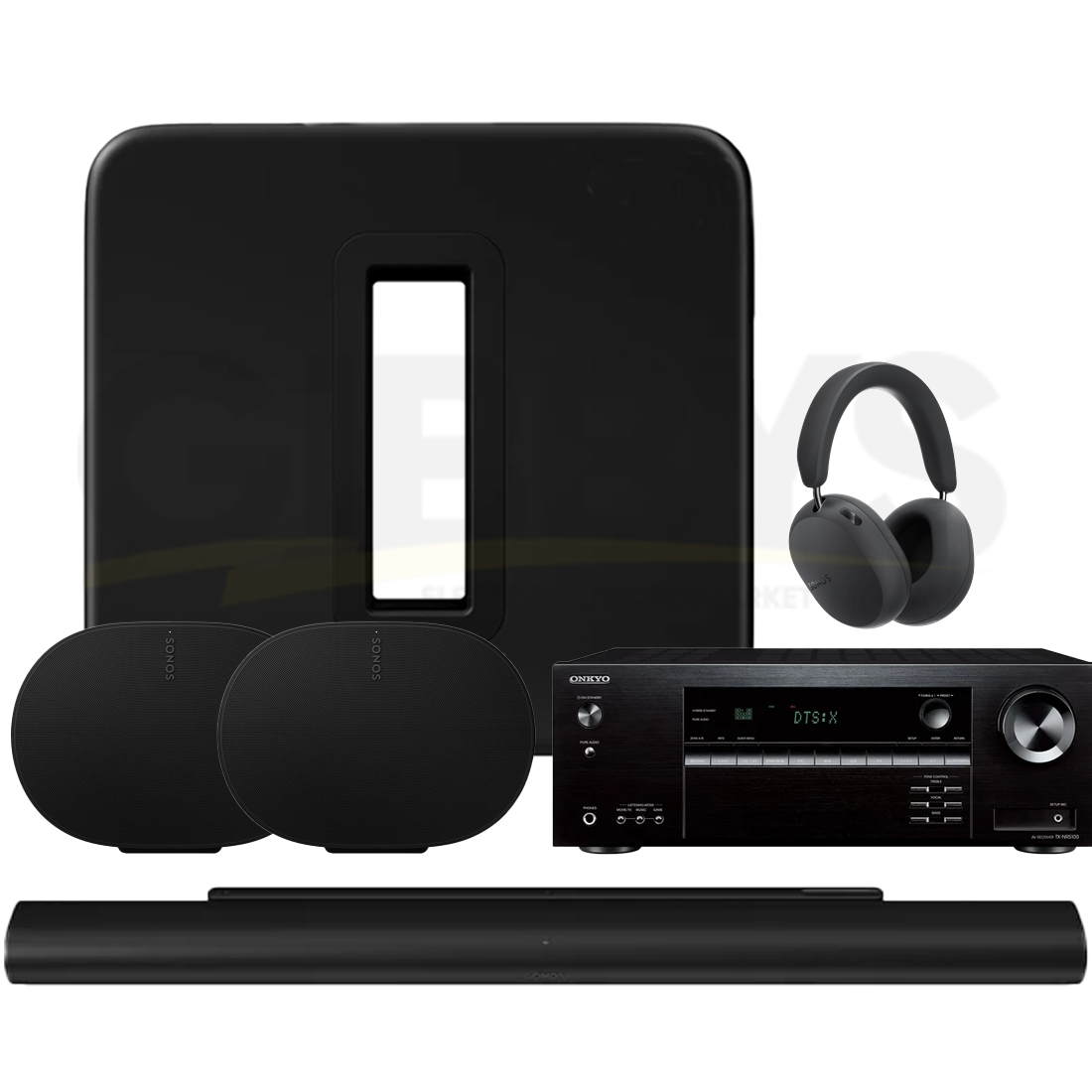 Onkyo TX-NR5100 Receiver | Sonos Ace Ultra Headphones | Arc Ultra Soundbar | Sub Gen 4 |Era 300 Speaker (Pair) - Bundle