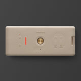 Marshall Middleton II Cream portable Bluetooth speaker featuring a central round button, red indicator, two switches, and a slider.