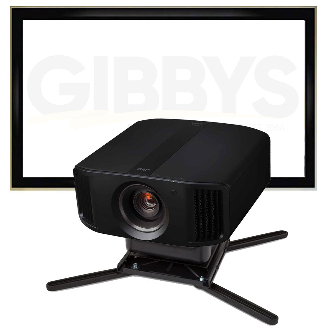JVC DLA-NP5B Home Theatre D-ILA Projector | Strong SM-PROJ-XL-BLK Projector Mount | LX-120G169 120” 16:9 Fixed Screen | Pixelgen PXL-HFC20 20m HDMI Cable Bundle
