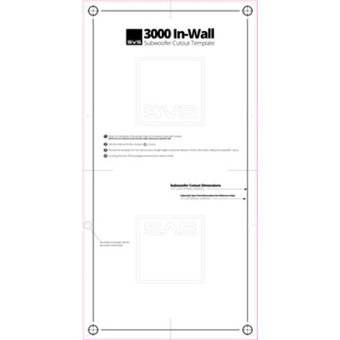 SVS 3000 In-Wall subwoofer cutout template example