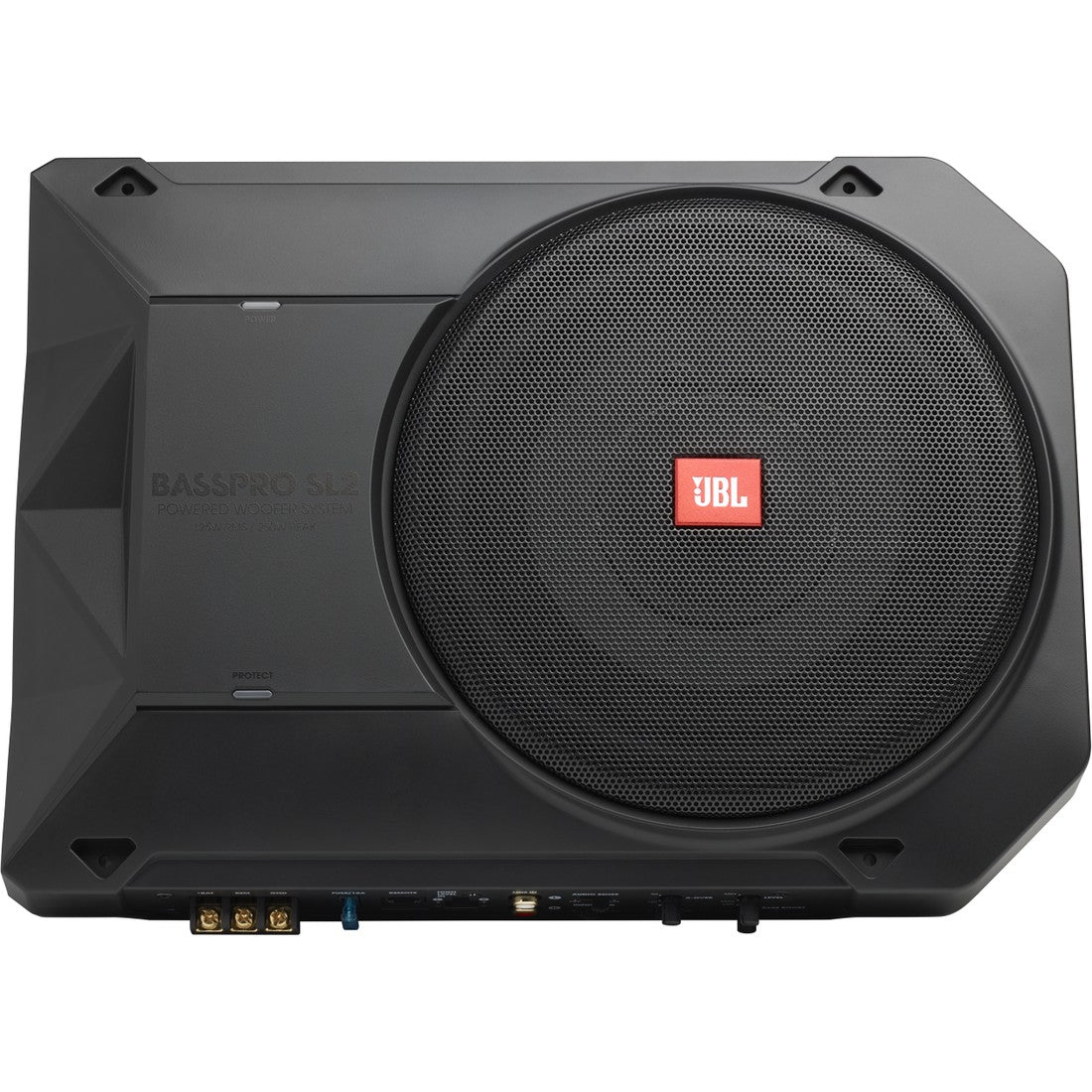 BassPro SL2 - Black - Add high-performance bass with a low-profile woofer enclosure - Self-Powered, 8" (200mm) low-profile  under seat subwoofer system - Detailshot 2
