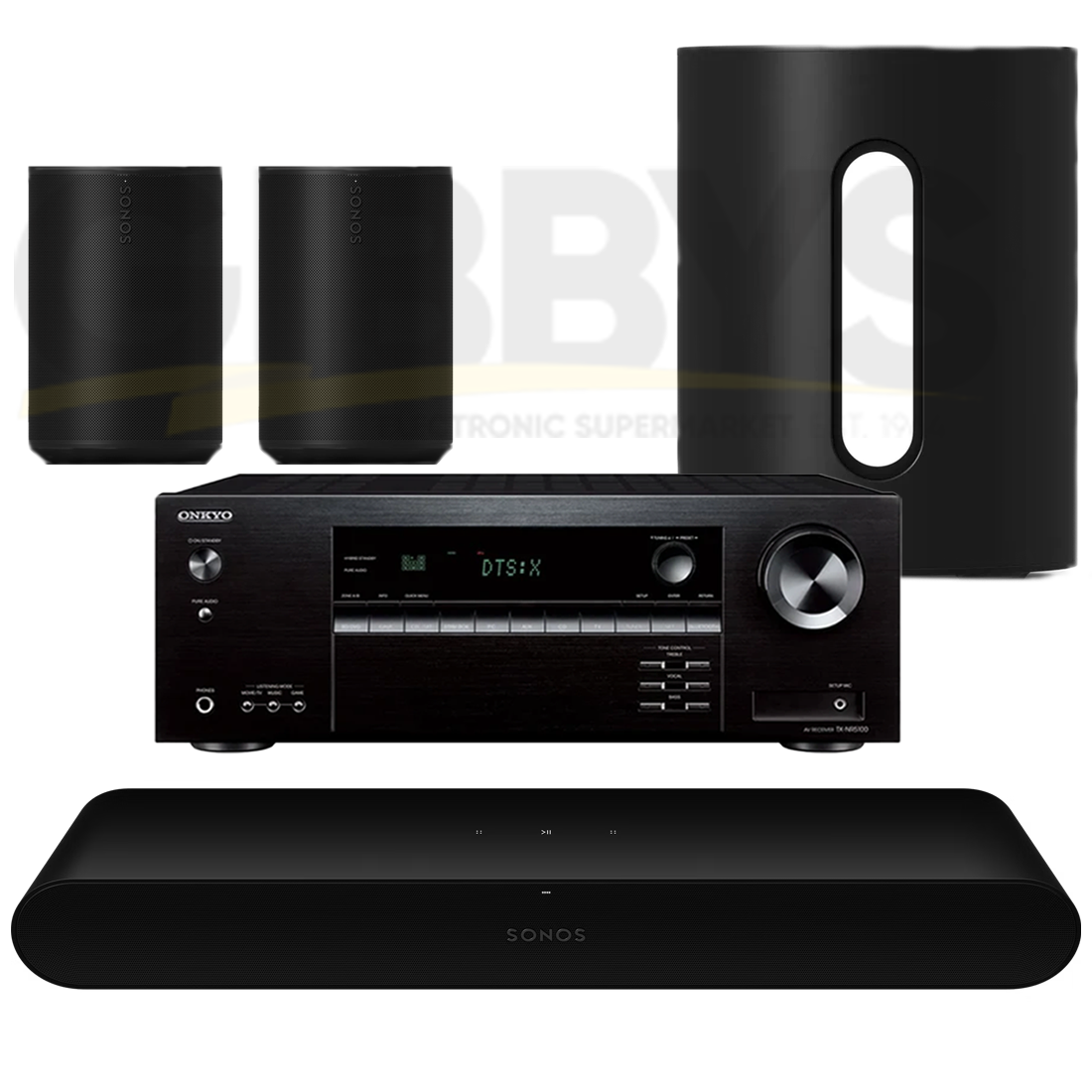 Onkyo TX-NR5100 &nbsp;Receiver| Sonos Immersive Set- Ray | Sub Mini | Era 100 (2)- Bundle