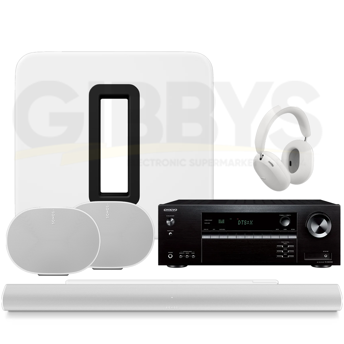Onkyo TX-NR5100 Receiver | Sonos Ace Ultra Headphones | Arc Ultra Soundbar | Sub Gen 4 |Era 300 Speaker (Pair) - Bundle