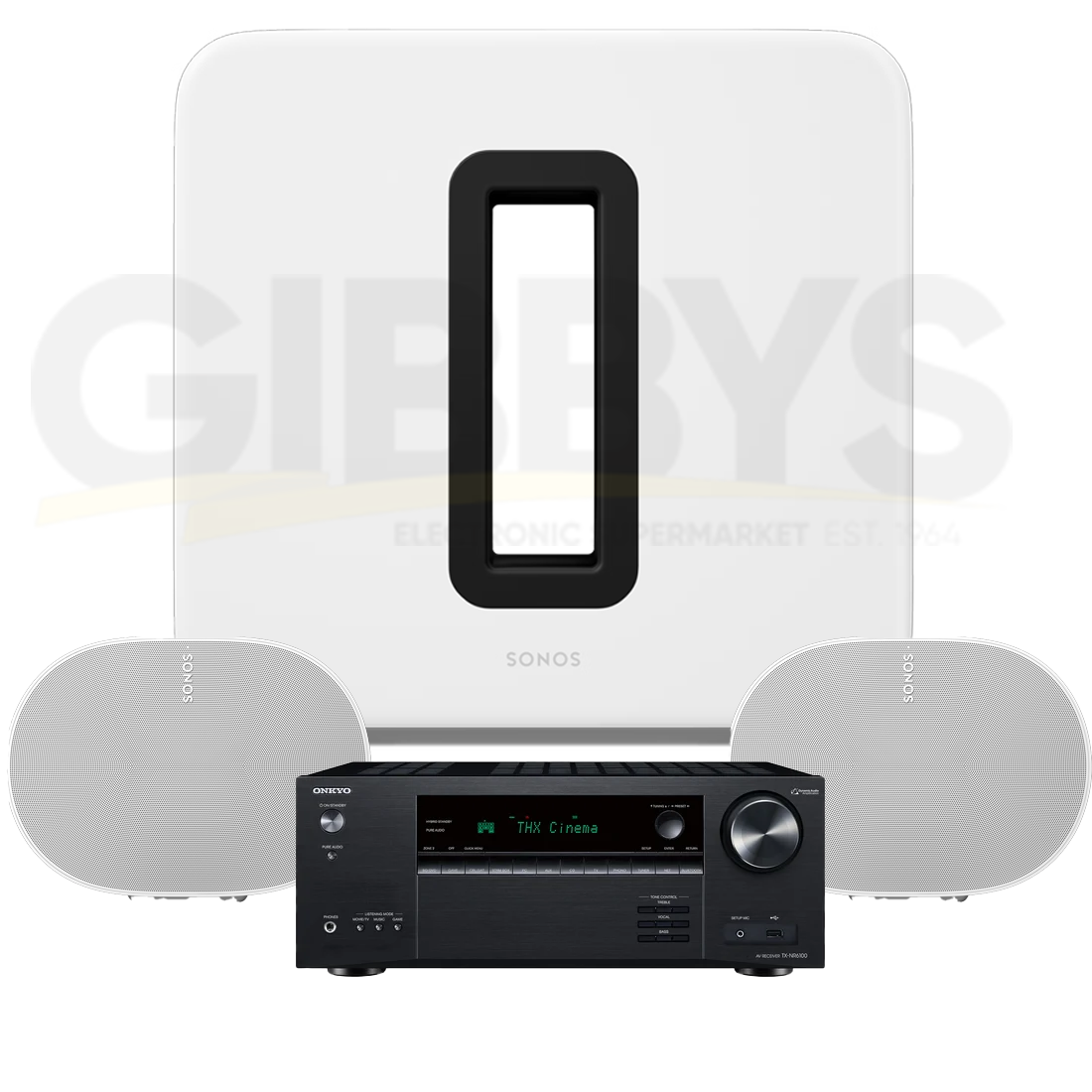 Onkyo TX-NR6100  Receiver |  Sonos Ultimate Home Theatre Completion Set - Sub Gen 4 | Era 300 (2) - Bundle