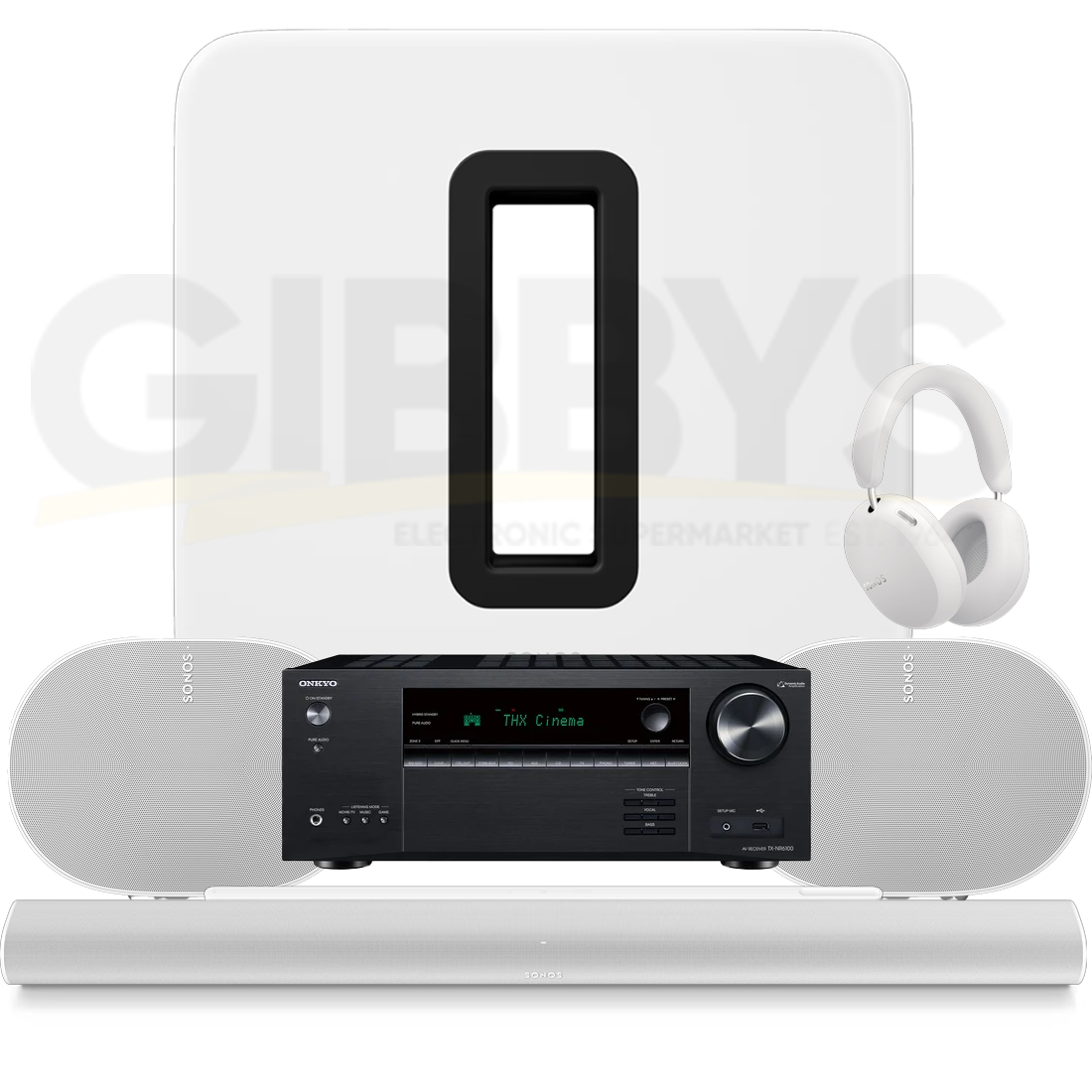 Onkyo TX-NR6100 Receiver | Sonos Ultra Premium Personal Entertainment Set with Arc Ultra - Ace Ultra | Arc Ultra | Sub Gen 4 | 2x Era 300 - Bundle