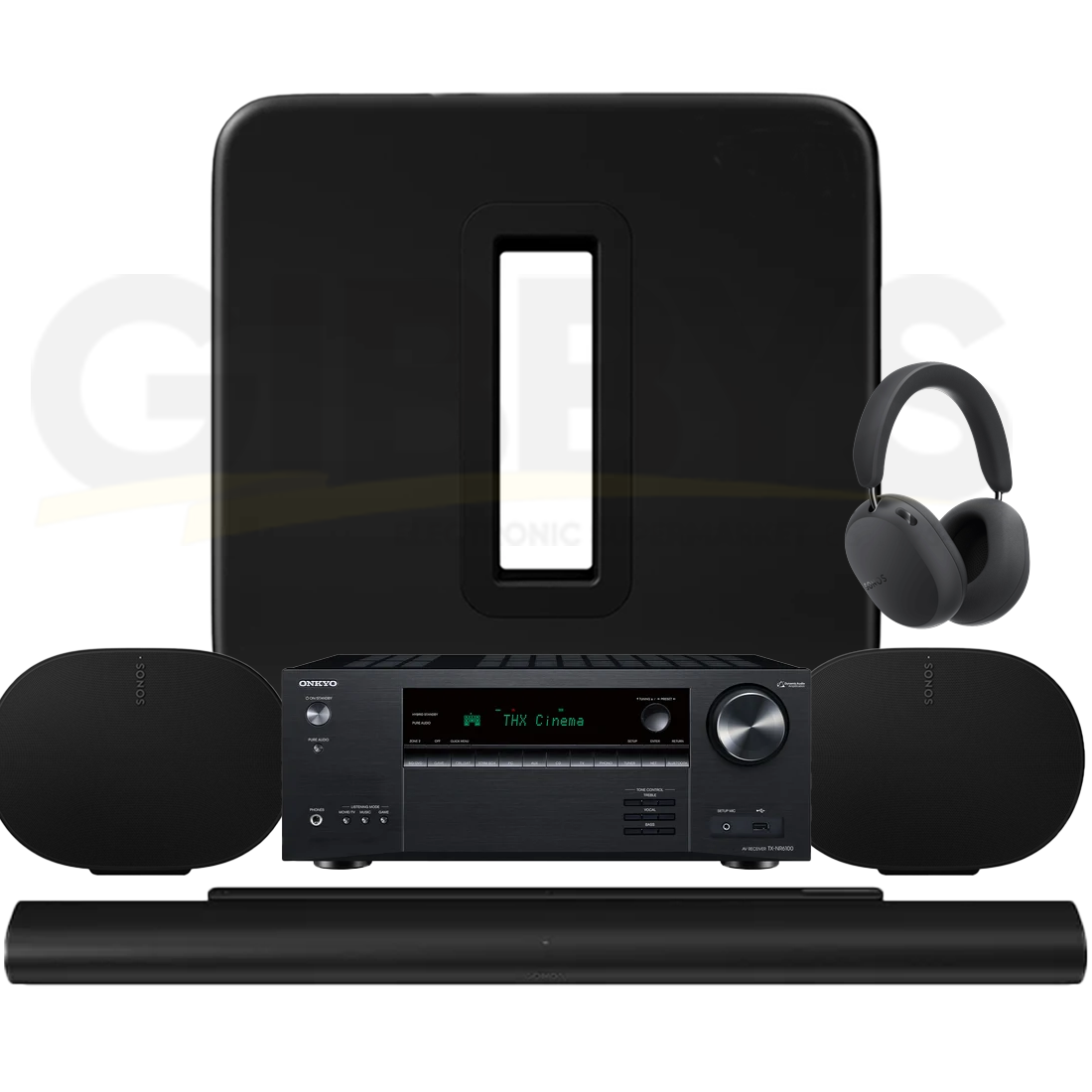 Onkyo TX-NR6100 Receiver | Sonos Ultra Premium Personal Entertainment Set with Arc Ultra - Ace Ultra | Arc Ultra | Sub Gen 4 | 2x Era 300 - Bundle
