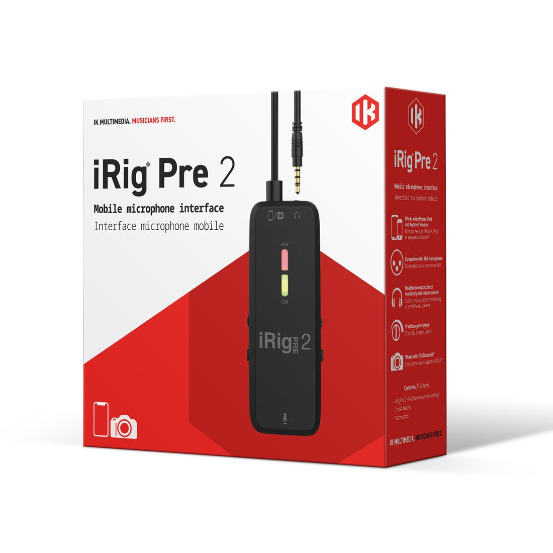 IK Multimedia iRig Pre 2 Mobile Microphone Interface with 48V Phantom Power