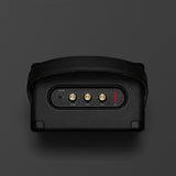 The Marshall Kilburn II Black and Brass is a portable speaker in black with a red button on it.