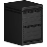 Six Sonos Amp Multis installed in an enclosed rack using the Amp Multi Rack Mount