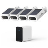 AOSU C8S4H P1 Max Solar Powered 4k Outdoor Security Camera Bundle with Cortex Hub - 4 Cameras