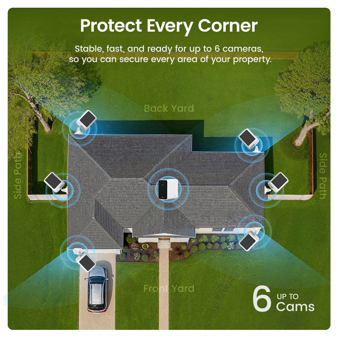 AOSU C8S4H P1 Max Solar Powered 4k Outdoor Security Camera Bundle with Cortex Hub - 4 Cameras